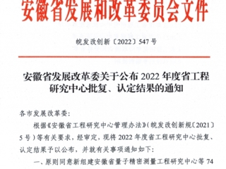 我校获批安徽省工程研究中心立项建设